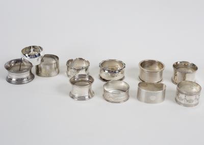 Eight silver napkin rings, approximately