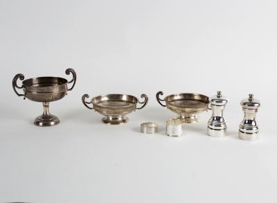A silver tazza and a pair of comports,
