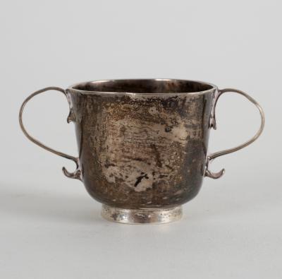 A silver two-handled toy cup, maker's