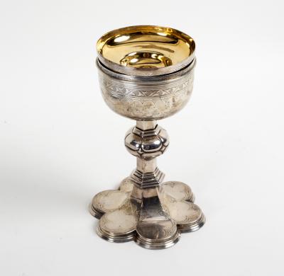 A silver plated covered chalice,