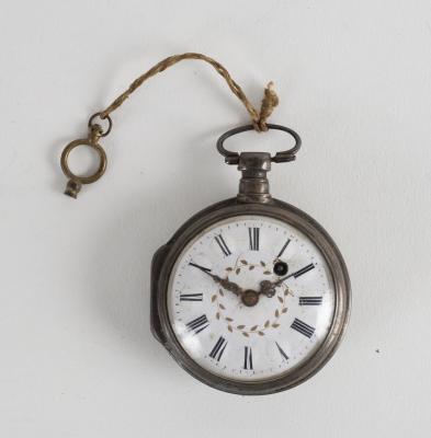 A key wind pocket watch with enamel