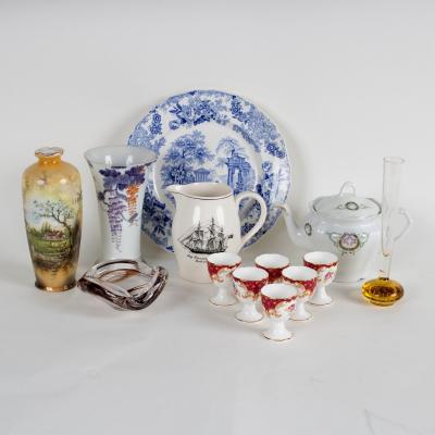 A group of ceramics and glass to