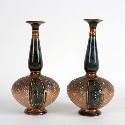 A pair of Royal Doulton stoneware vases,