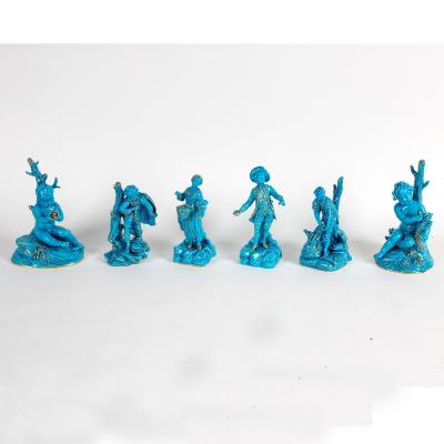 A group of six turquoise glaze