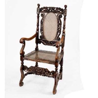 A Carolean style cane seat chair