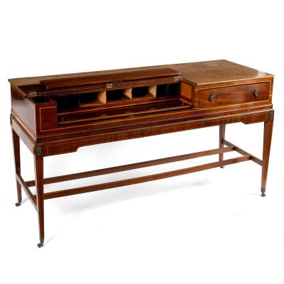 A mahogany desk converted from