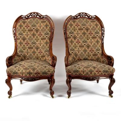 A pair of Victorian fireside chairs