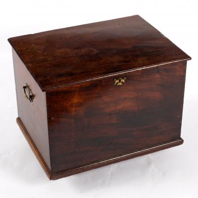 A Georgian mahogany box with hinged