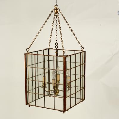A brass framed glazed hall lantern of