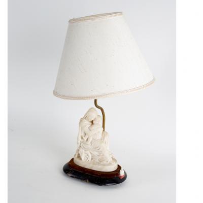 A table lamp mounted with an alabaster