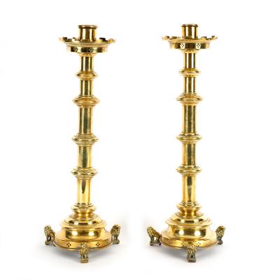 A pair of 19th Century Gothic brass 36daea