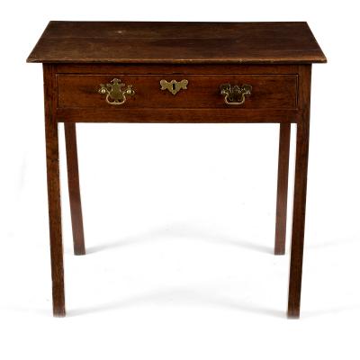 A George III oak side table fitted