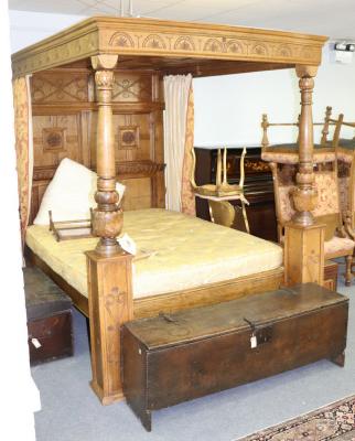 An oak bed of 17th Century style