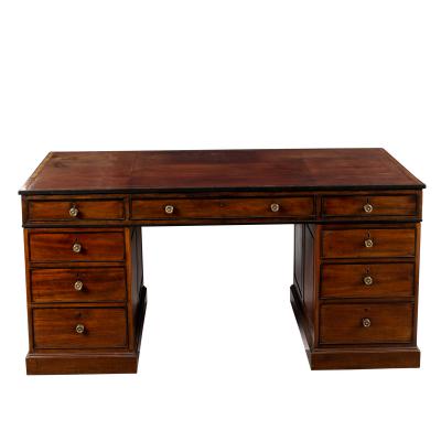 A Regency mahogany partners desk, rectangular