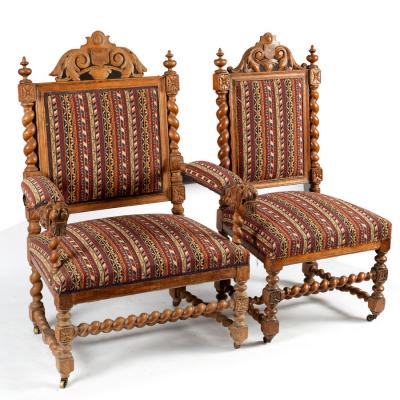 An oak armchair of Carolean style