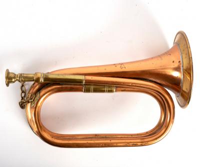 A copper bugle, 29cm long