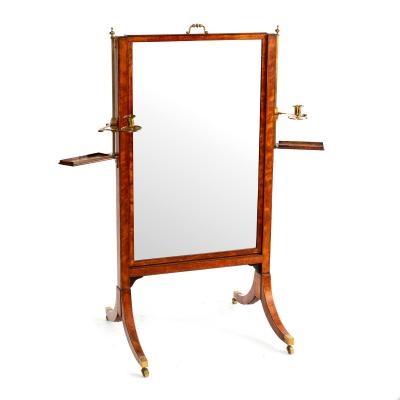 A Regency mahogany cheval glass with