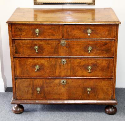 A William & Mary burr walnut chest,