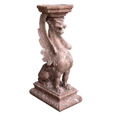 A variegated marble garden pedestal