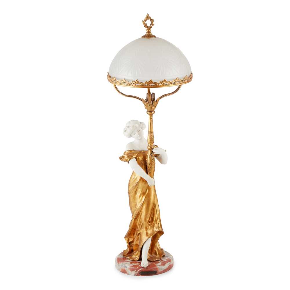 MEDNAT
FIGURAL LAMP, CIRCA 1900