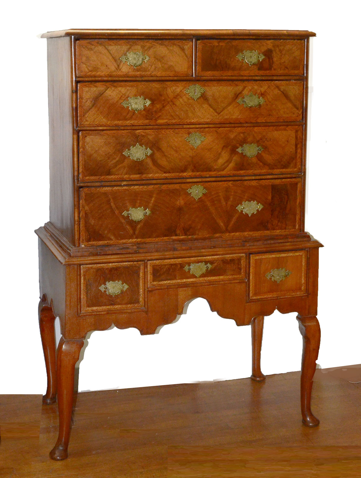 EARLY QUEEN ANNE CHEST ON STAND: