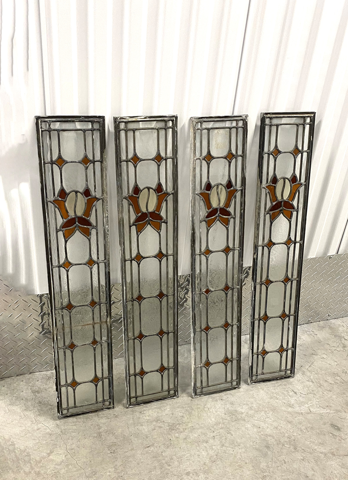 4 STAINED LEADED GLASS PANELS  36df4c
