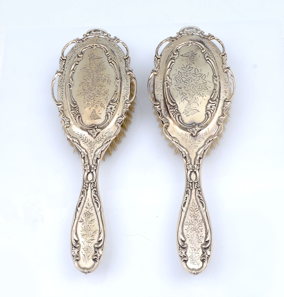 2 PC. ENGLISH STERLING SILVER HAIRBRUSHES: