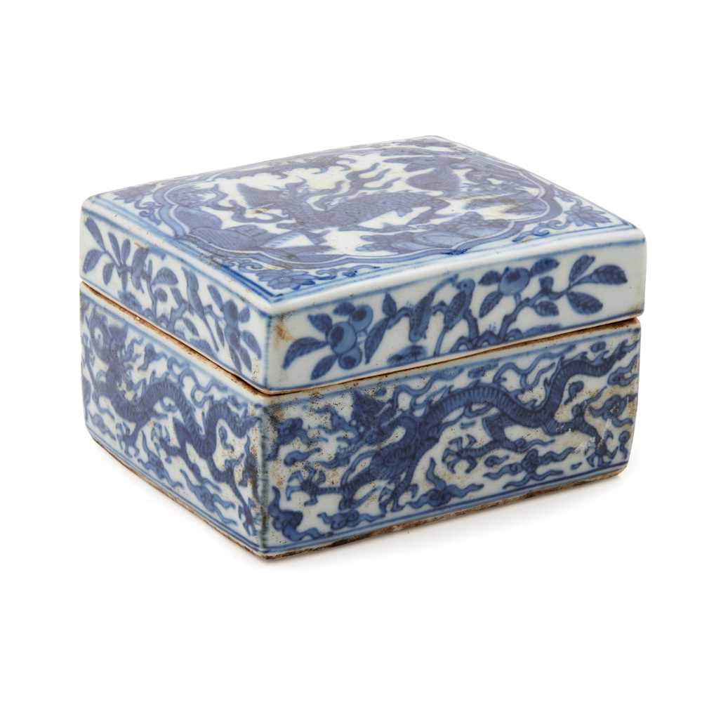 BLUE AND WHITE 'QILIN' RECTANGULAR