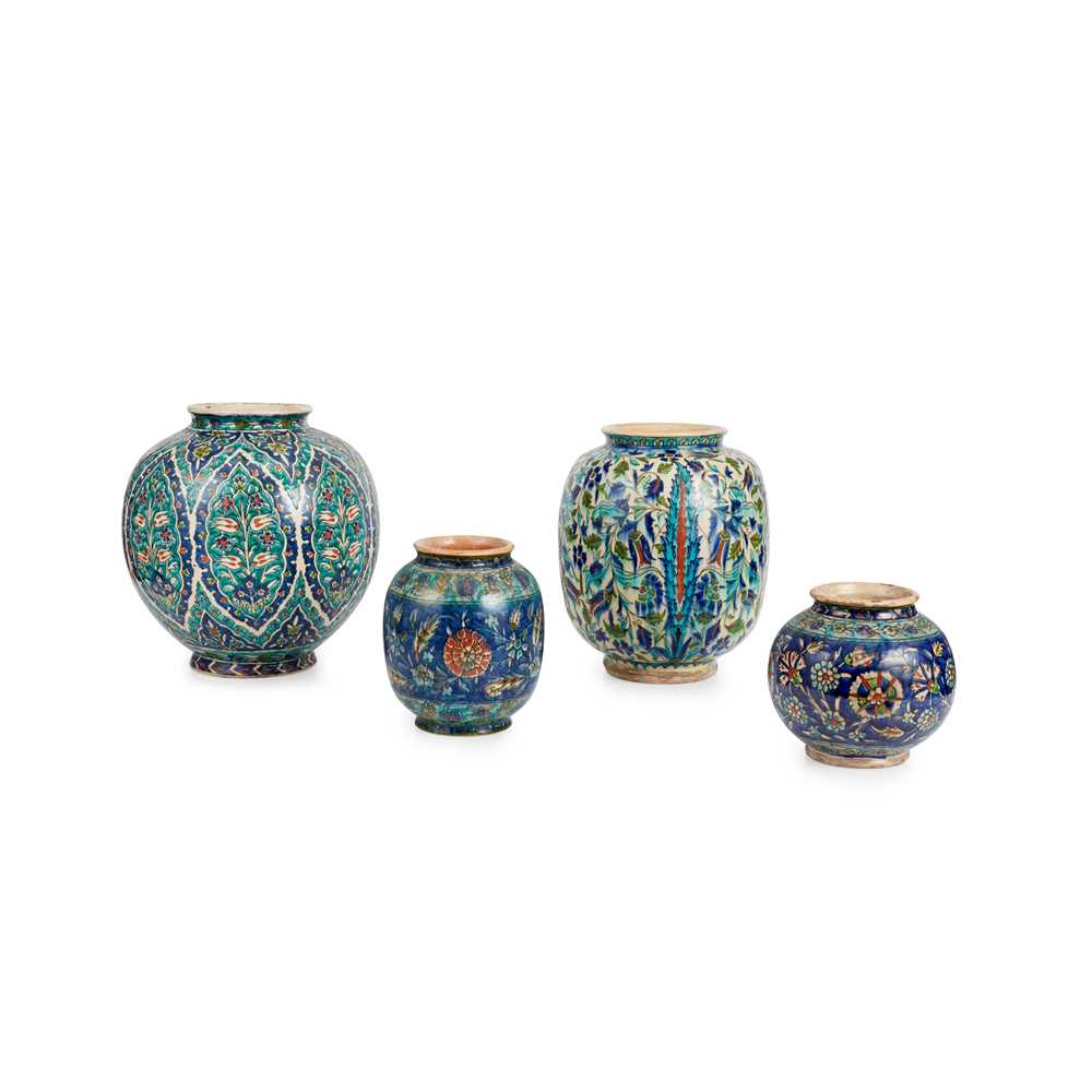 GROUP OF FOUR KUTAHYA POTTERY JARS TURKEY  36e056