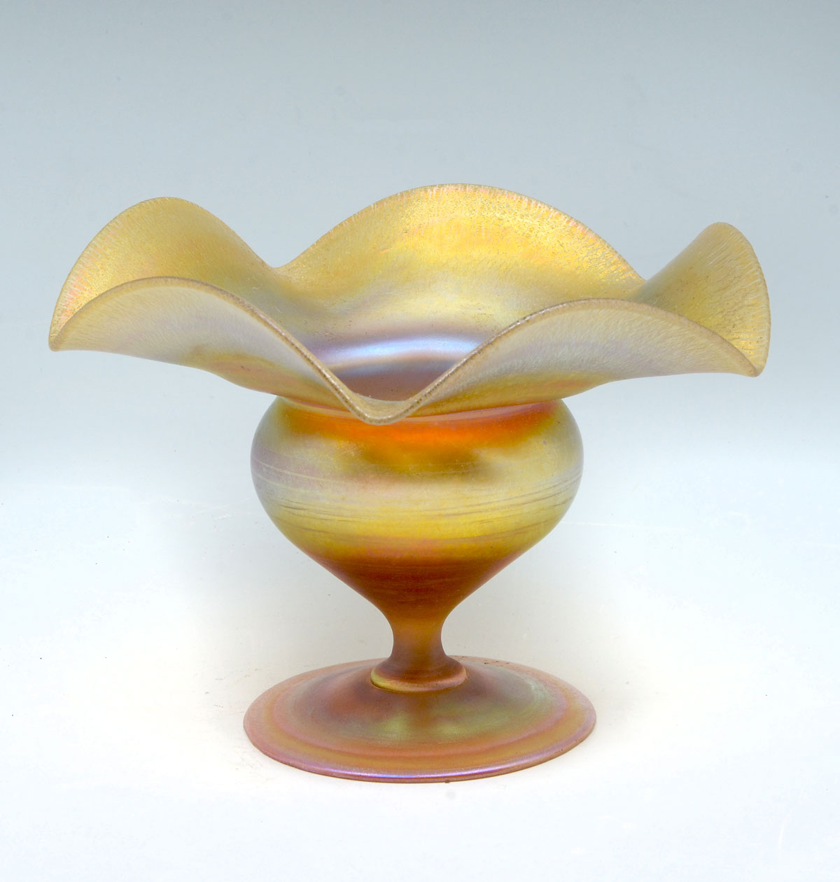 TIFFANY GOLD AURENE COMPOTE: Footed