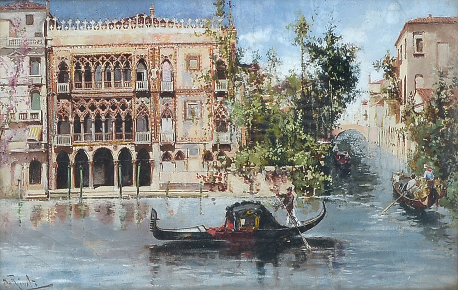 VENETIAN PAINTING WITH GONDOLIERS 36e079