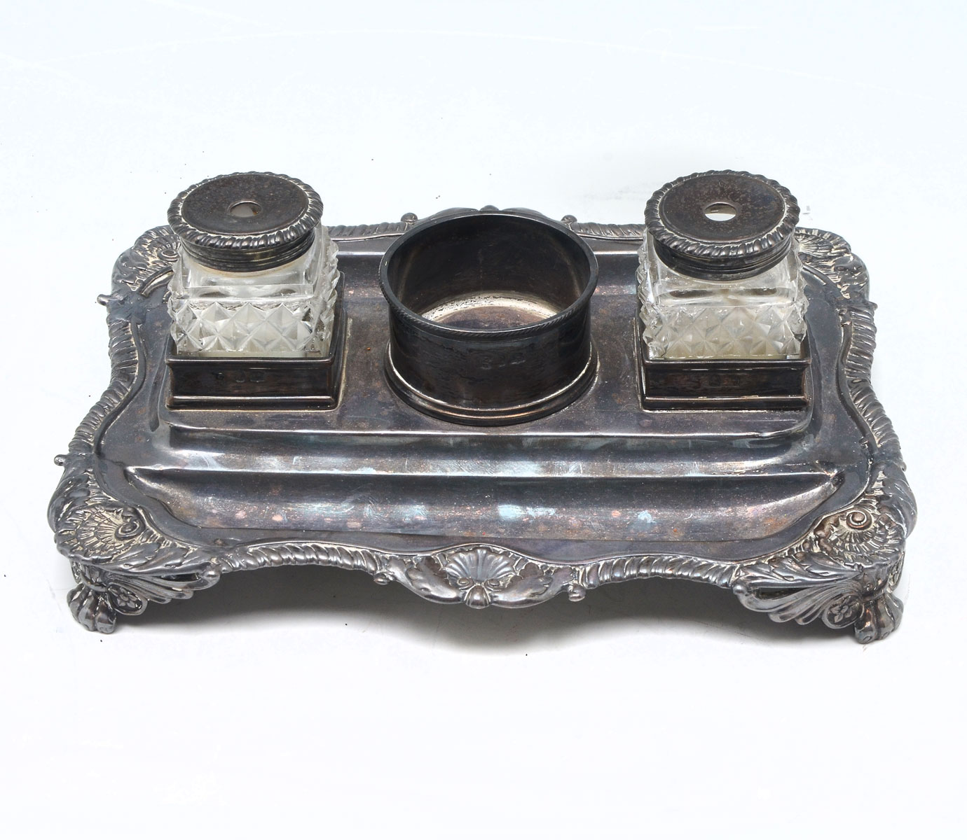 19TH C. ENGLISH STERLING SILVER INKWELL: