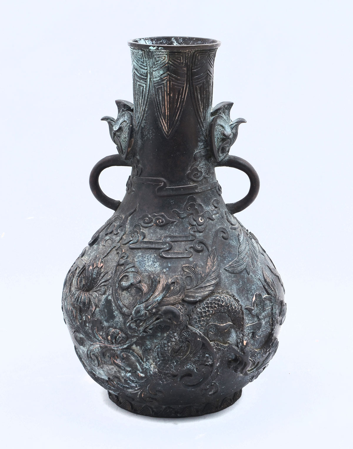 QING DYNASTY GLOBULAR BRONZE DRAGON