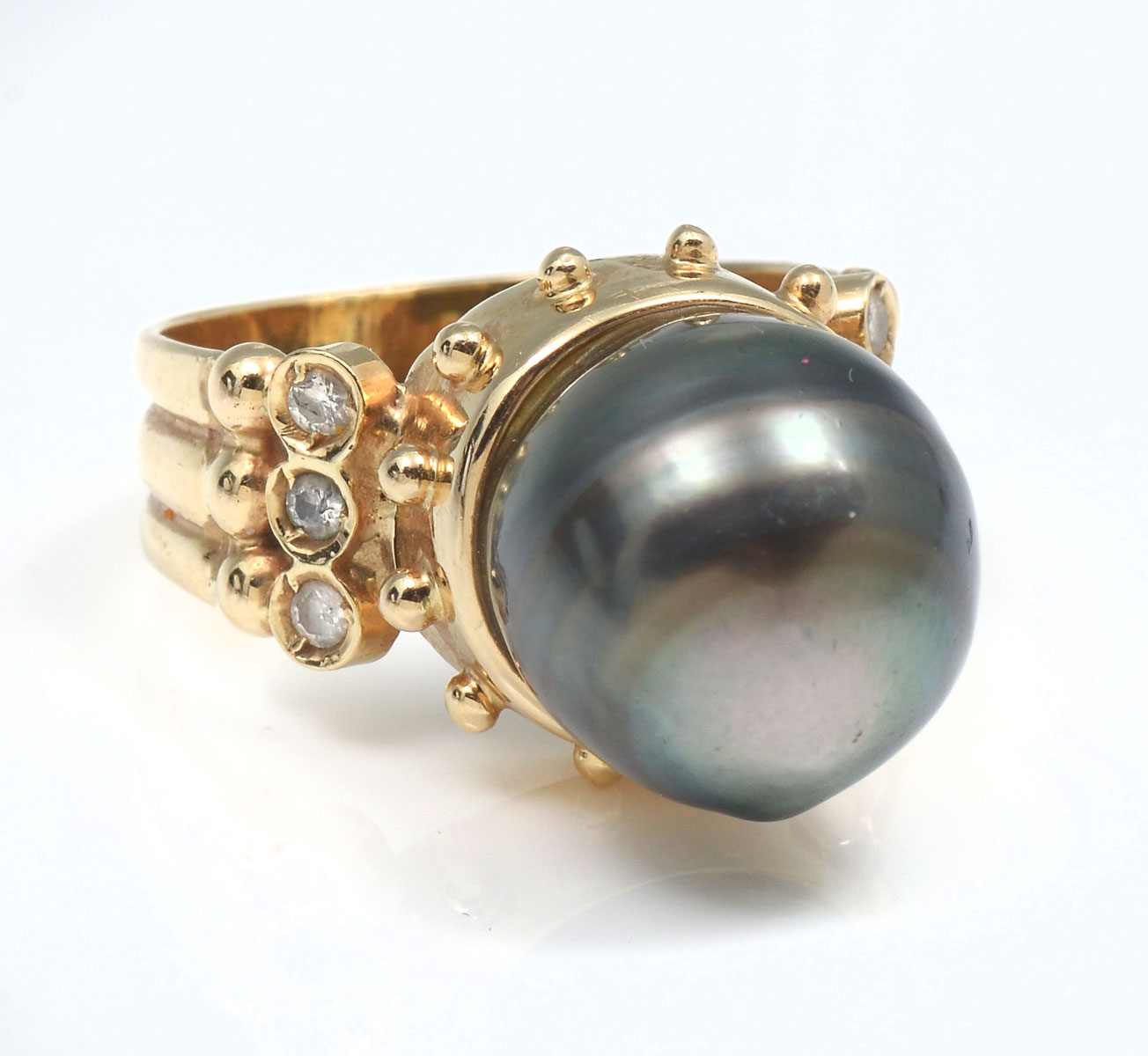 14K CULTURED PEARL RING: 14K yellow