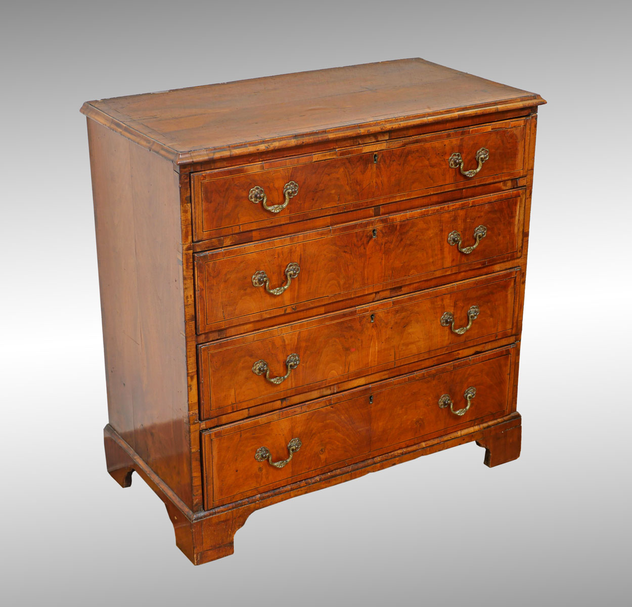 EARLY FOUR DRAWER BANDED CHEST:
