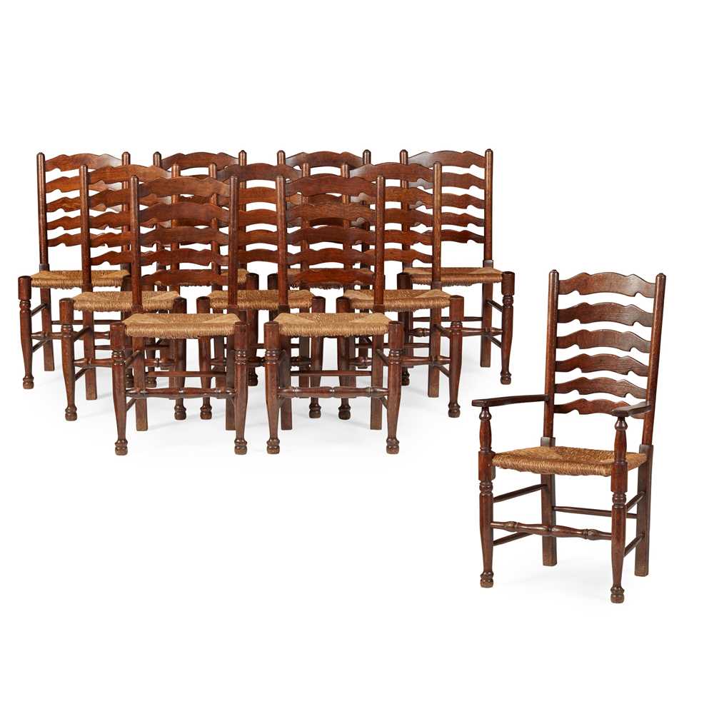 SET OF TEN LANCASHIRE LADDERBACK CHAIRS
LATE