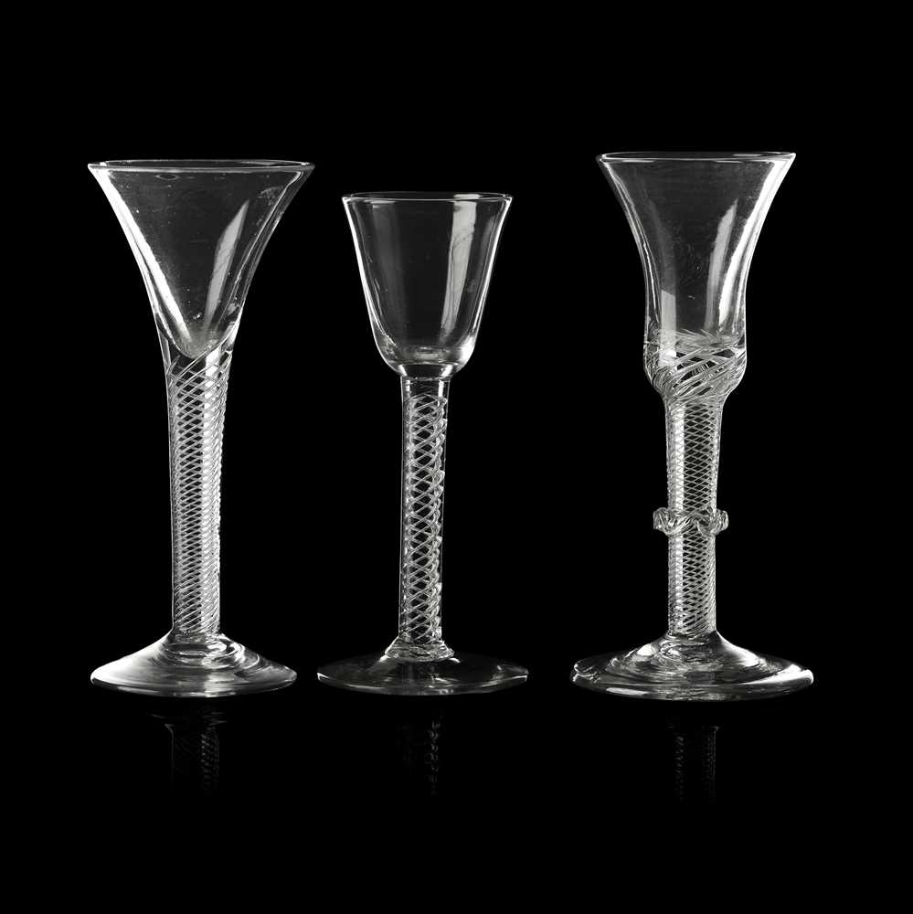 THREE GEORGIAN AIR TWIST GLASSES
MID