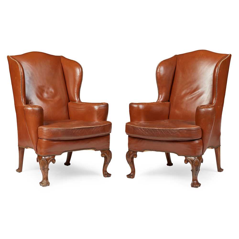 PAIR OF GEORGIAN STYLE BROWN LEATHER 36e14a