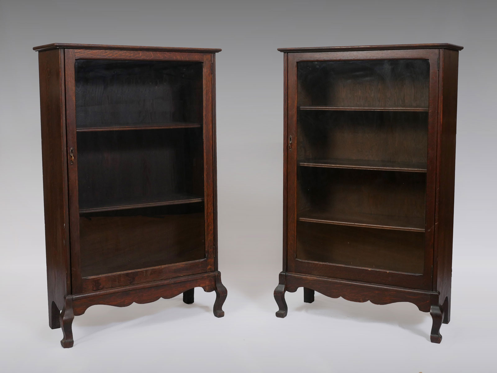 PAIR OF TIGER OAK BOOKCASES: 2-