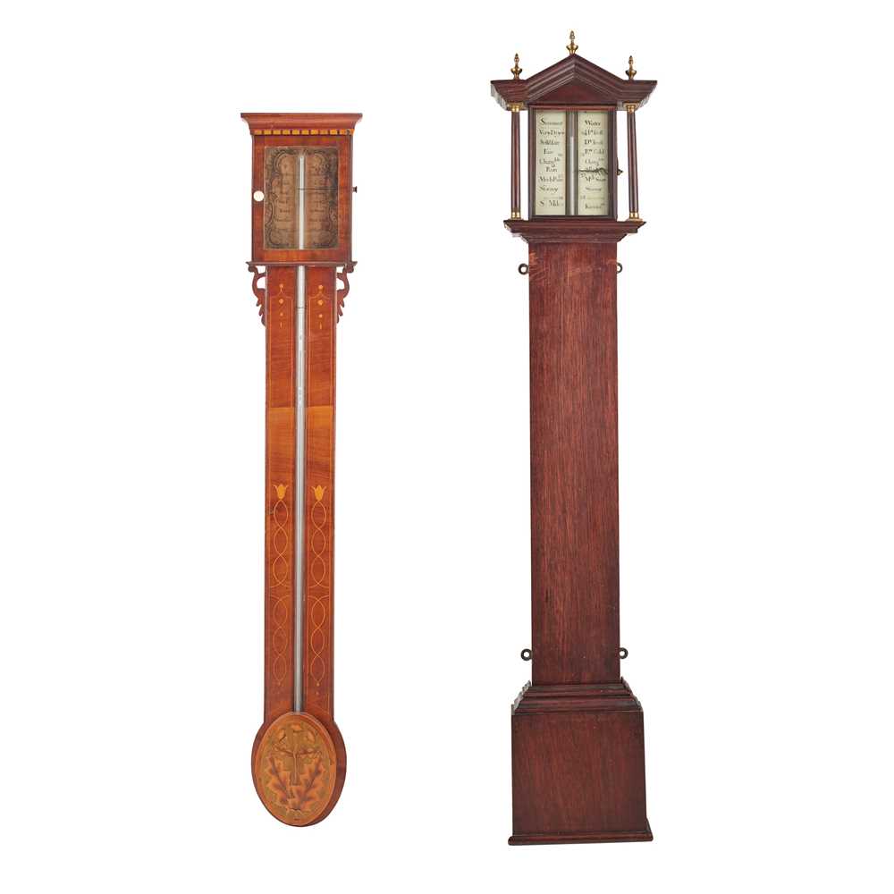 TWO GEORGIAN MAHOGANY STICK BAROMETERS LATE 36e189