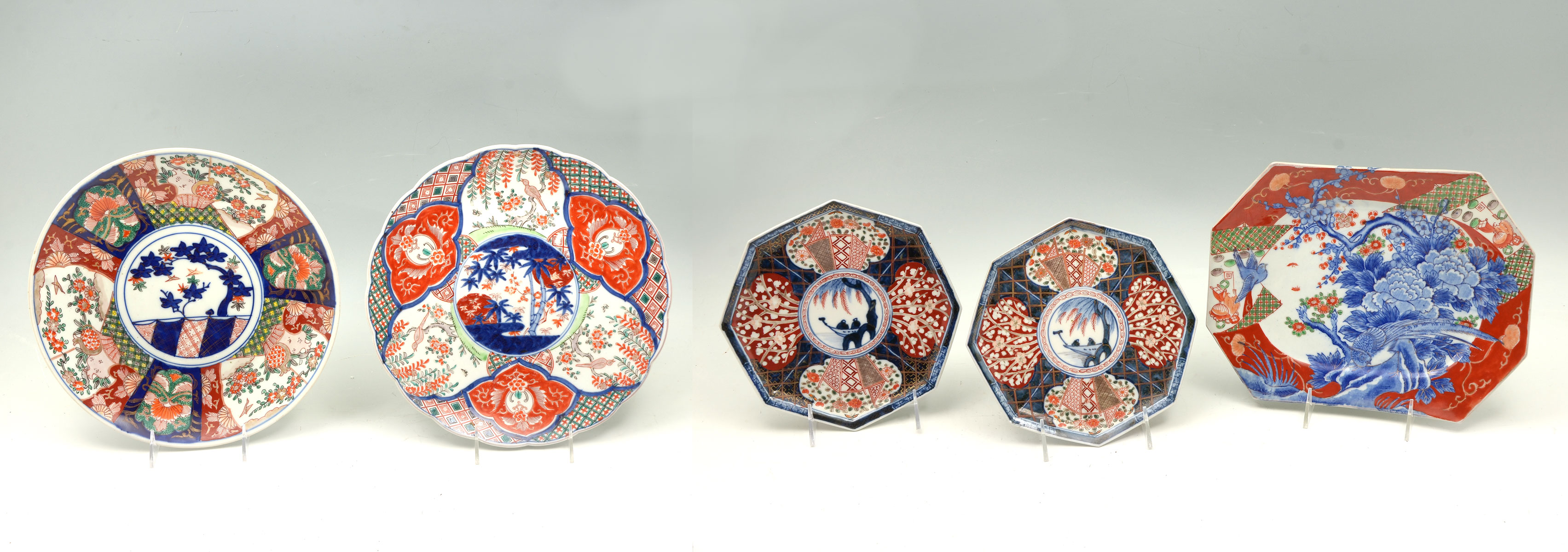 5 PC MEIJI PERIOD JAPANESE PLATES 36e22a