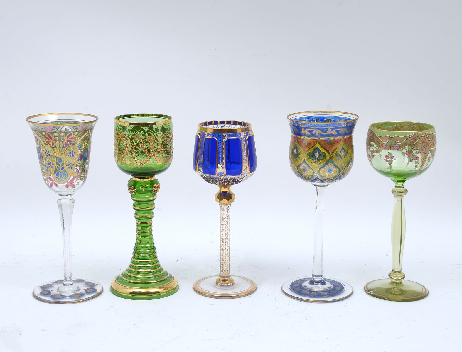 5 PC. MOSER QUALITY GLASS STEMWARE: