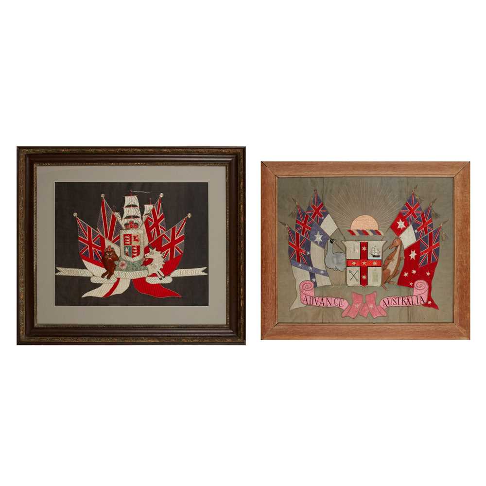 TWO LARGE PATRIOTIC NEEDLEWORK