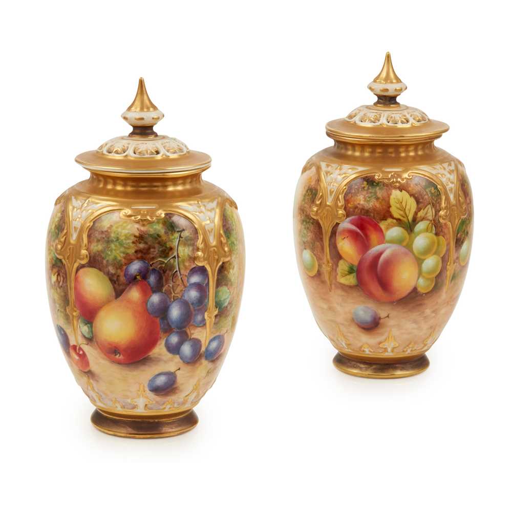 PAIR OF ROYAL WORCESTER FRUIT PAINTED