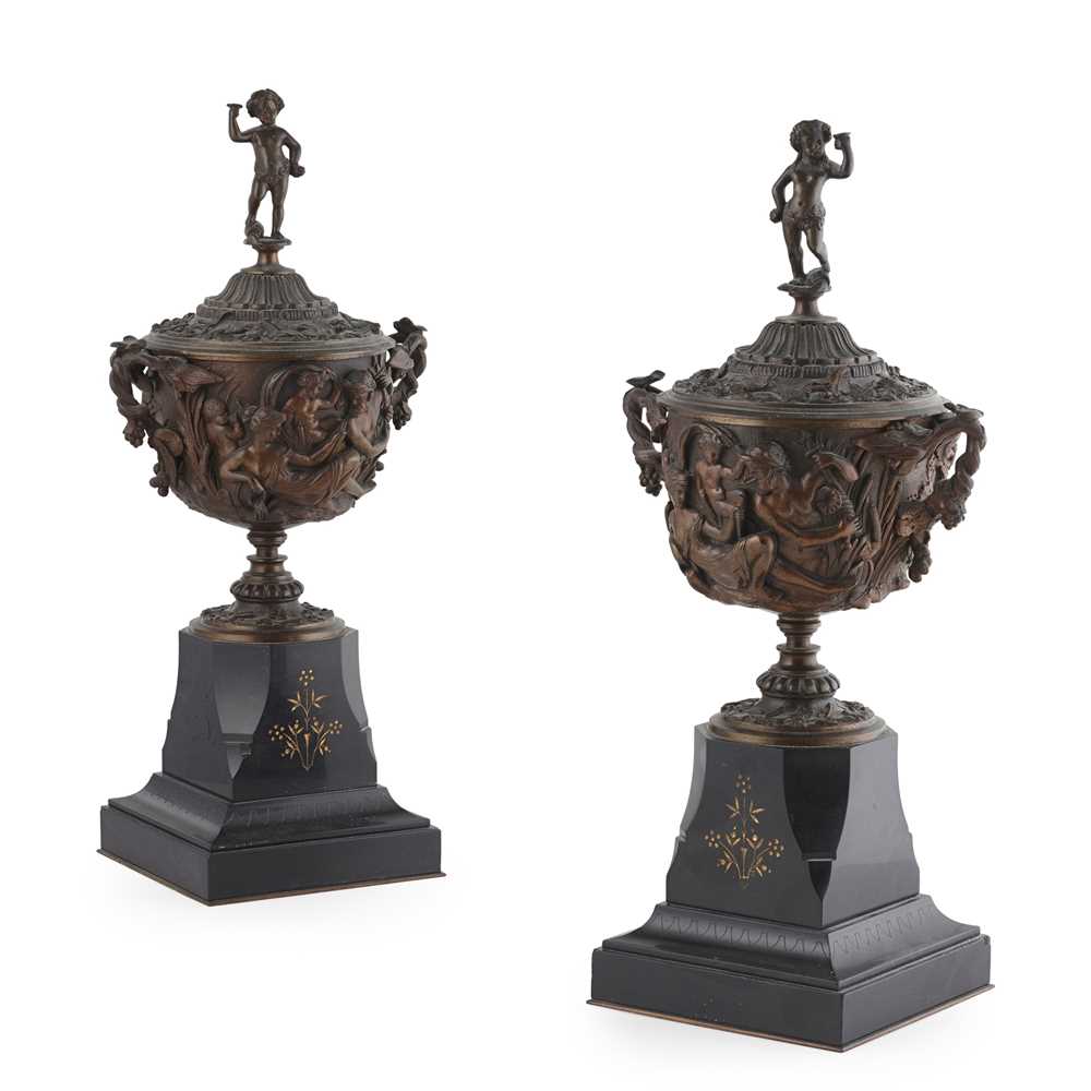 PAIR OF FRENCH BRONZE URNS AND 36e2a5