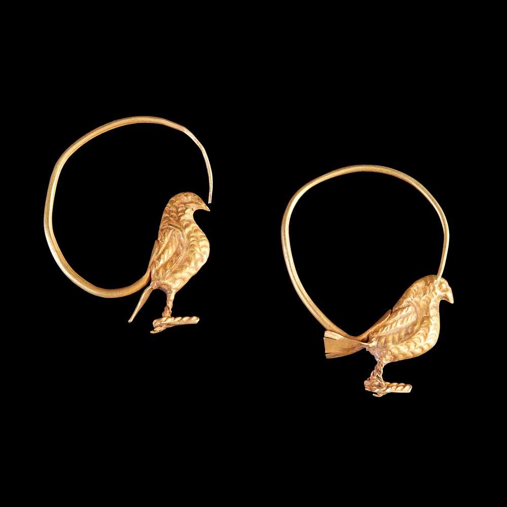 HELLENISTIC GOLD BIRD EARRINGS GREECE  36e2ca