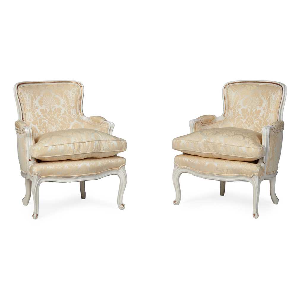 PAIR OF FRENCH WHITE PAINTED BERGÈRES
EARLY