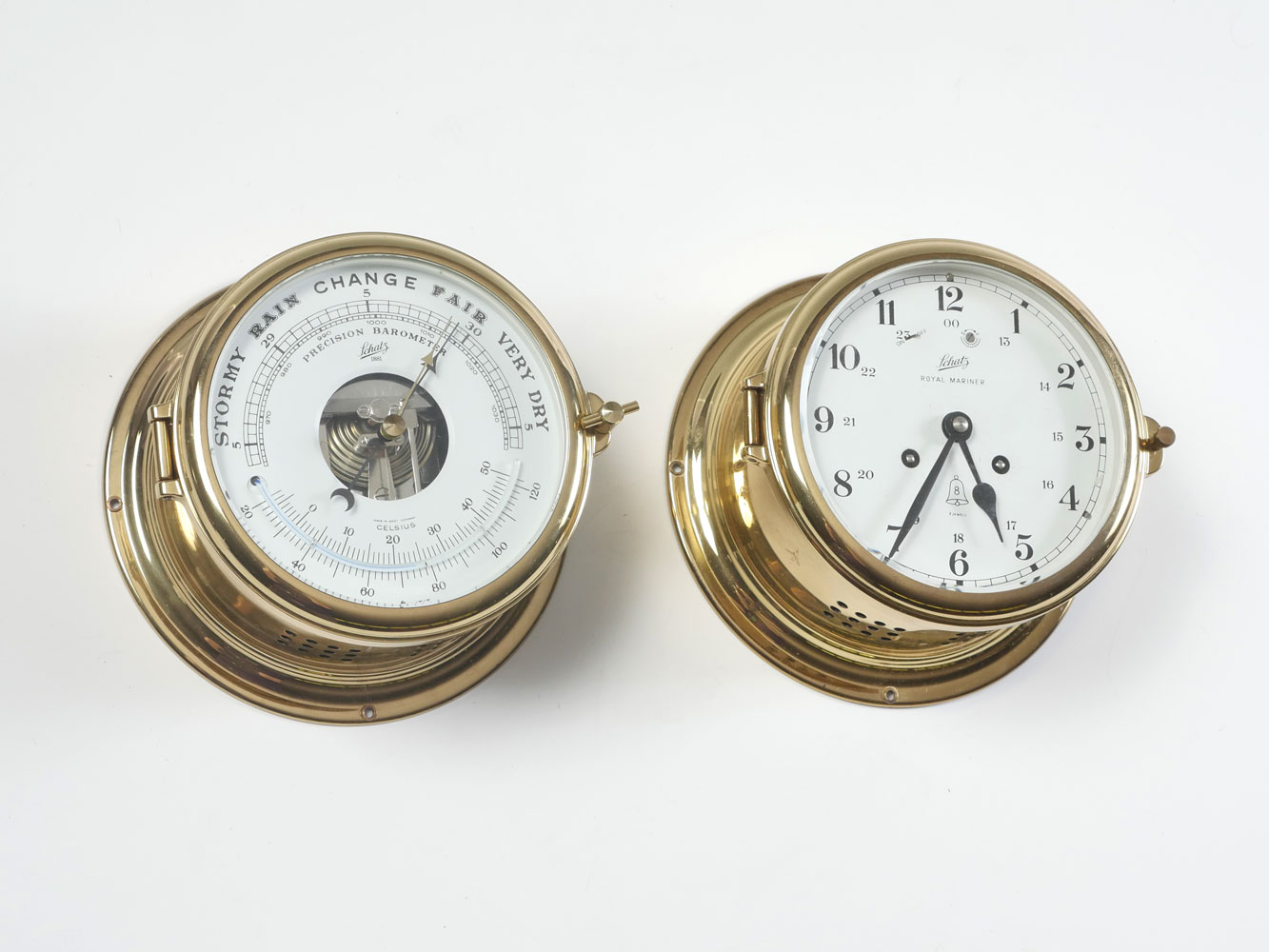 SOLID BRASS SCHATZ BAROMETER &