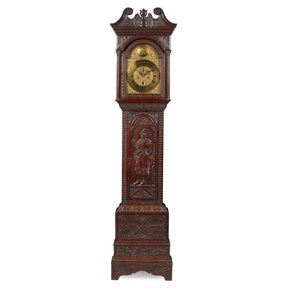 SCOTTISH CARVED OAK LONGCASE CLOCK  36e3da