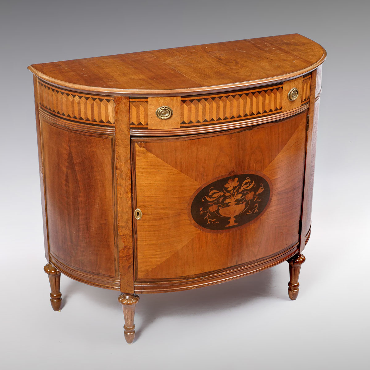 FRENCH STYLE INLAID DEMILUNE COMMODE  36e3d6